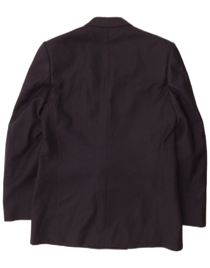 Vesmoda Veste blazer double boutonnage pour homme UK 38 Bleu marine moyen à fines rayures