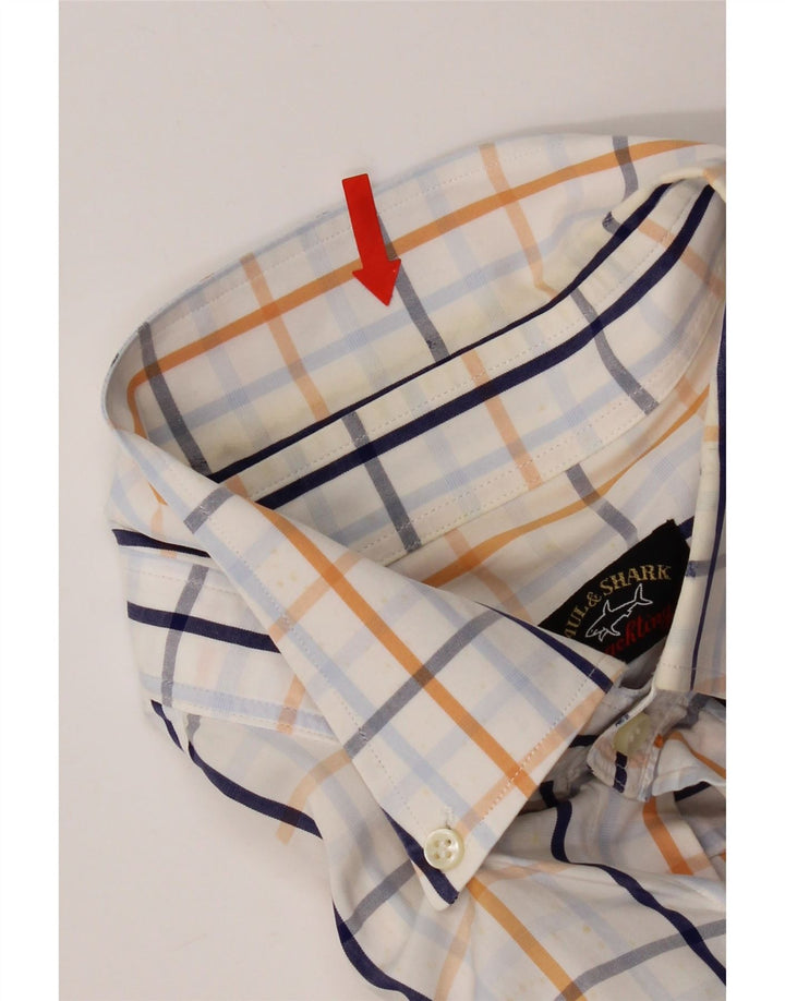 Paul & Shark Chemise Homme Taille 44 XL Coton à Carreaux Blanc