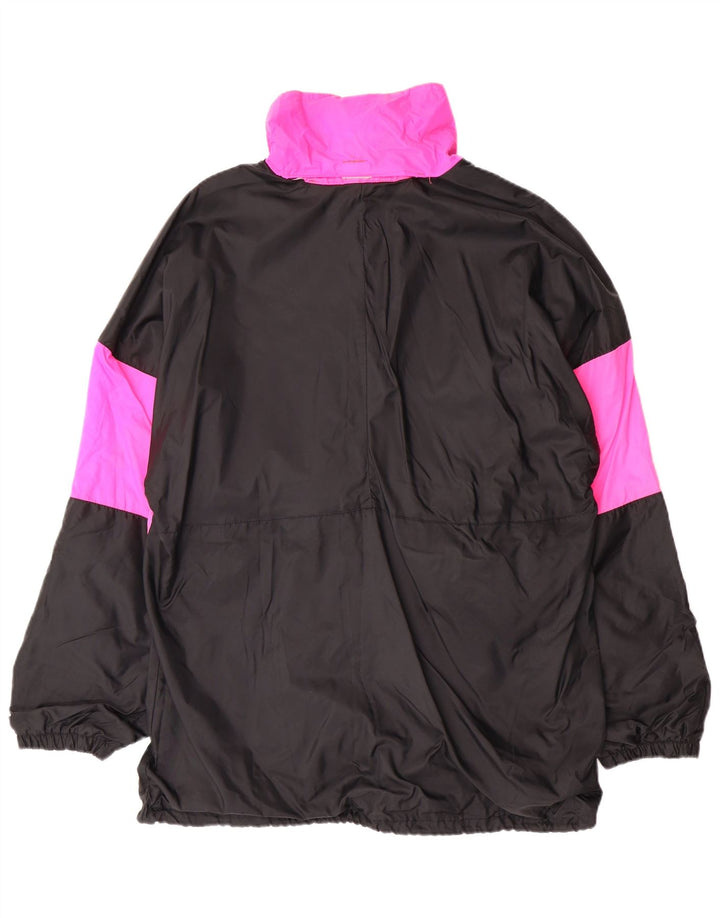 VINTAGE Veste Anorak à capuche pour homme UK 38 Medium Black Colourblock Polyamide