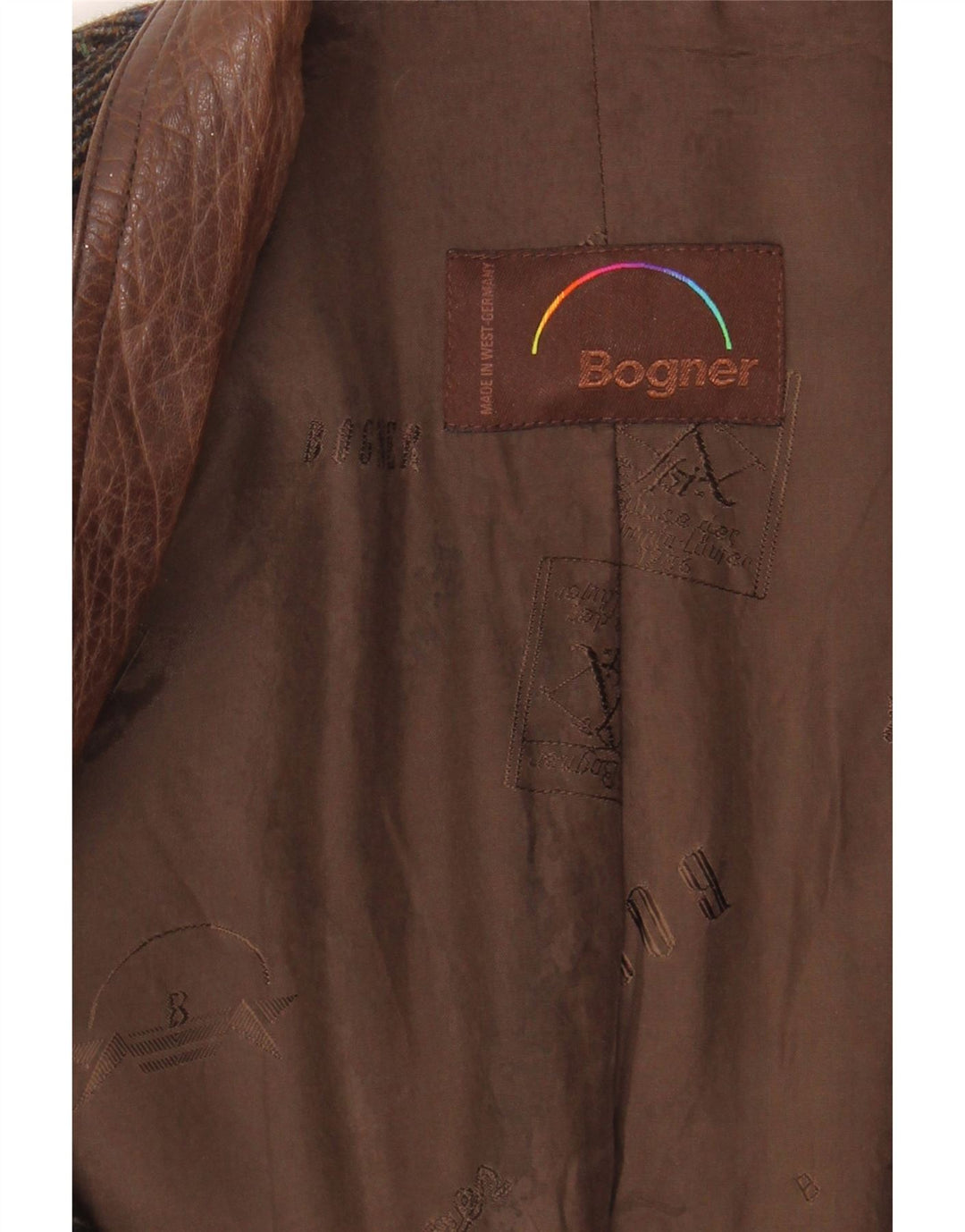 BOGNER Womens Double Breasted Blazer Jacket UK 14 Large Brown Herringbone Vintage Bogner and Second-Hand Bogner from Messina Hembry 