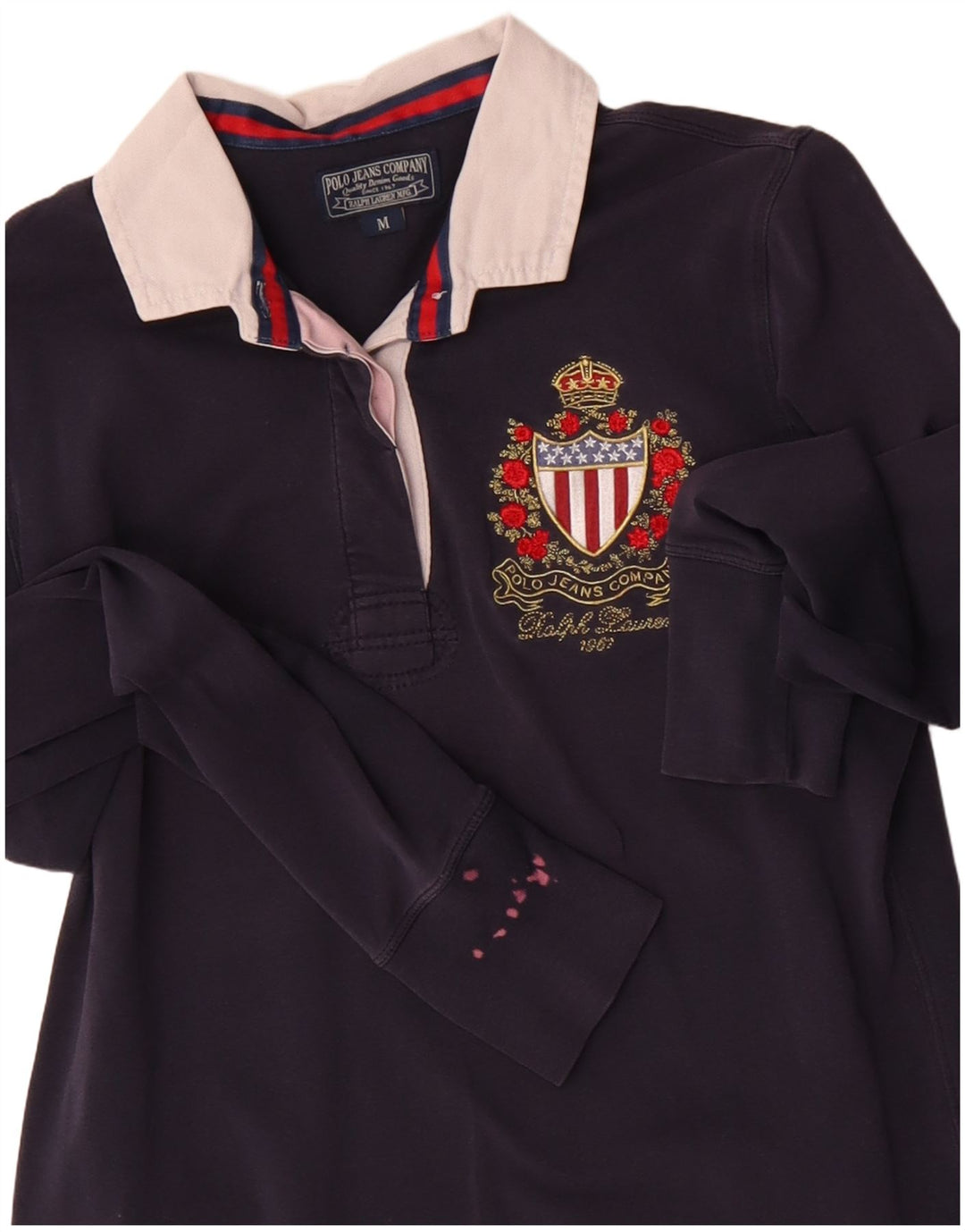 POLO RALPH LAUREN Polo à manches longues pour femme UK 12 Bleu marine moyen