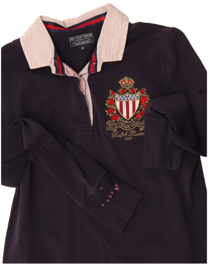POLO RALPH LAUREN Polo à manches longues pour femme UK 12 Bleu marine moyen