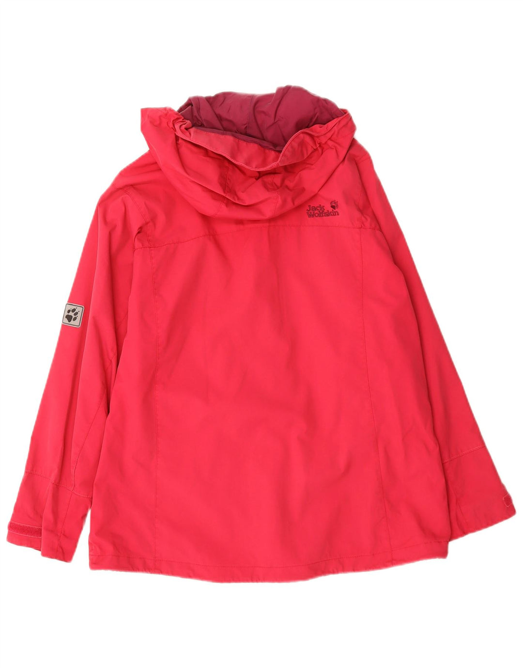 Jack Wolfskin Veste de pluie à capuche pour femme UK 16 Large Rouge Polyamide