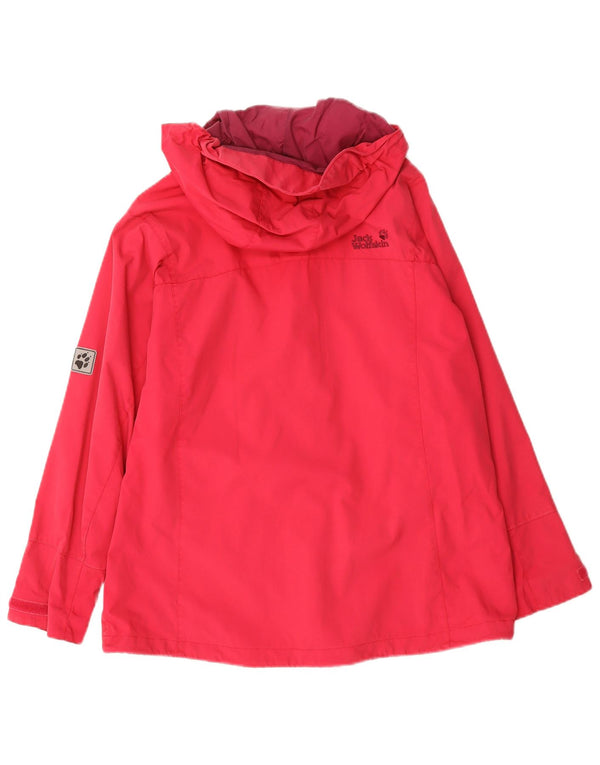 Jack Wolfskin Veste de pluie à capuche pour femme UK 16 Large Rouge Polyamide