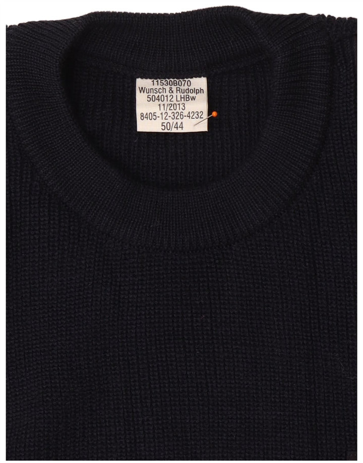 VINTAGE Pull militaire à col rond pour homme IT 50 Bleu marine moyen