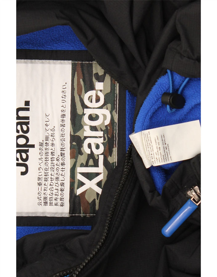 Superdry Veste coupe-vent à capuche graphique pour hommes UK 42 XL Noir Polyester