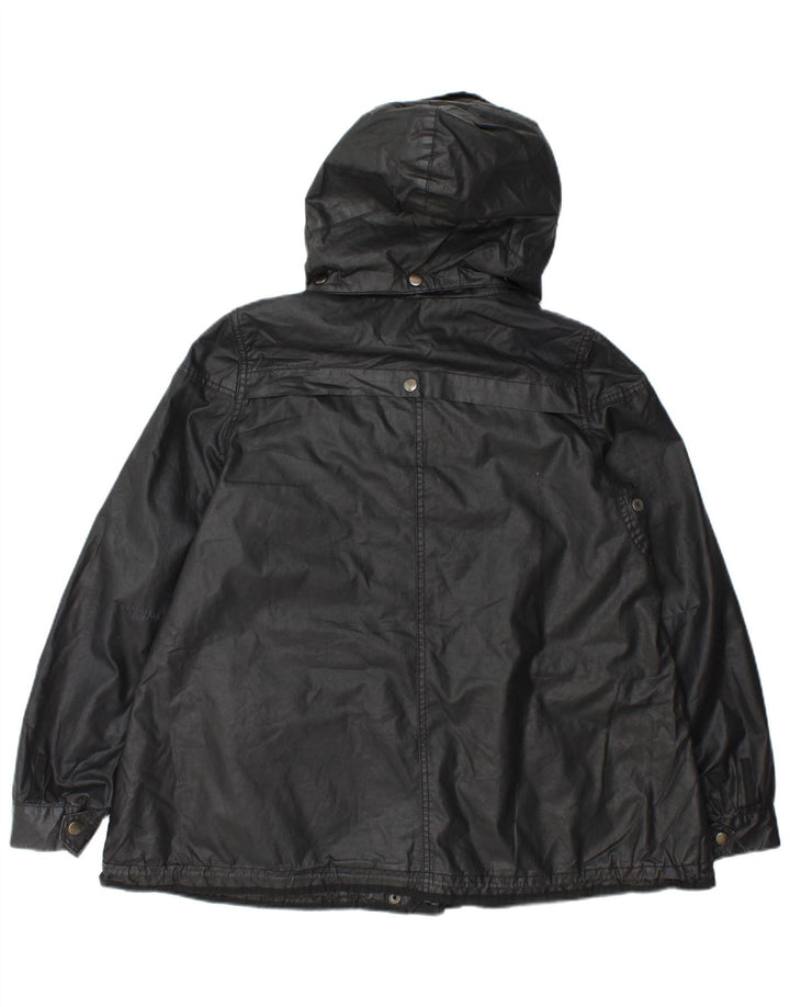Zara Veste utilitaire surdimensionnée à capuche pour femme UK 14 Polyester noir moyen
