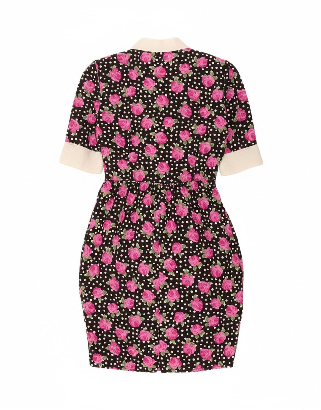robe moulante femme vintage IT 46 Grand polyester floral noir