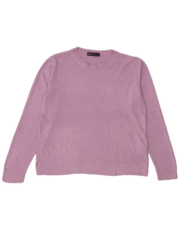 Marks & Spencer Pull à col rond pour femme UK 14 Grand Acrylique Violet