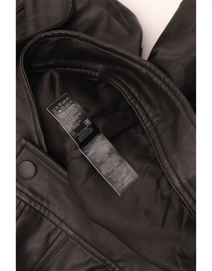 Marks & Spencer Veste bomber en similicuir pour femme UK 12 Noir moyen