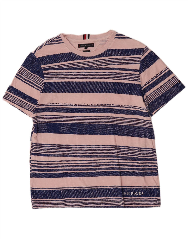 Tommy Hilfiger T-Shirt Regular Fit Homme Rayé Rose Moyen
