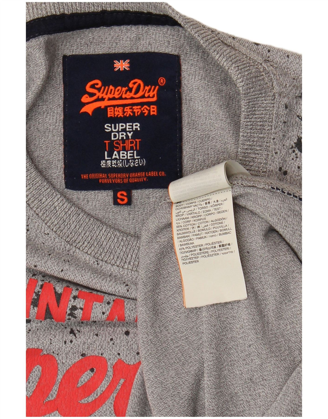 Superdry T-Shirt Graphique Homme Petit Gris Moucheté Coton