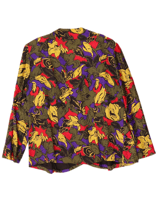vintage Femmes Motif Abstrait Blazer Veste UK 16 Grand Multicolore