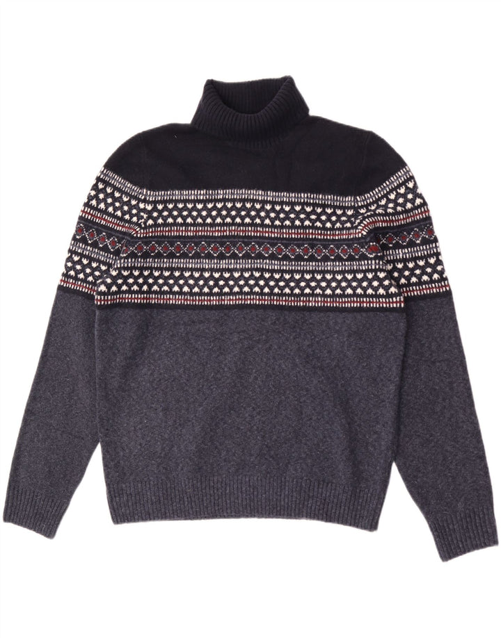 Marks & Spencer Pull col roulé pour homme XL Bleu marine géométrique