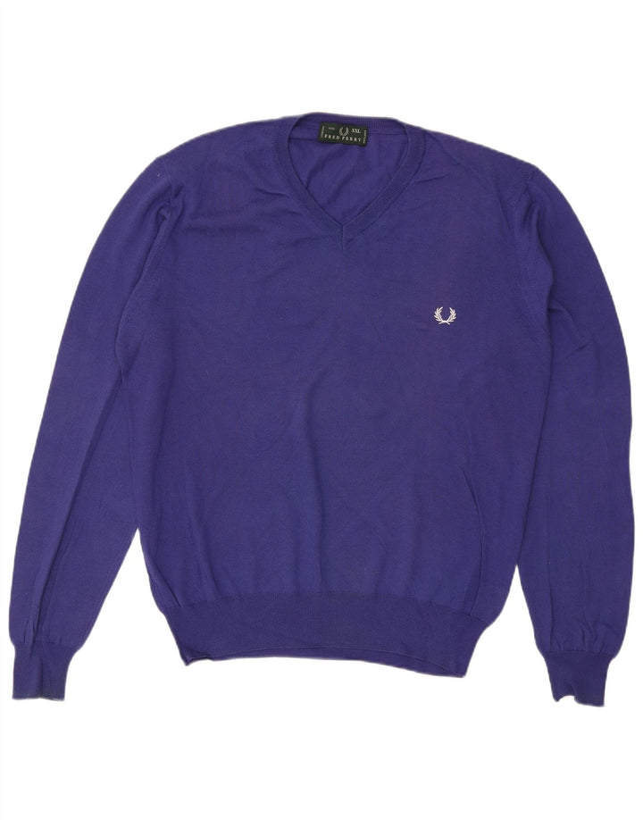 Fred Perry Pull col V pour homme 2XL Violet Coton