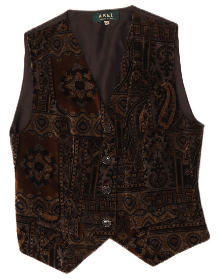 Abel Gilet en Velours Femme IT 42 Marron Moyen Paisley