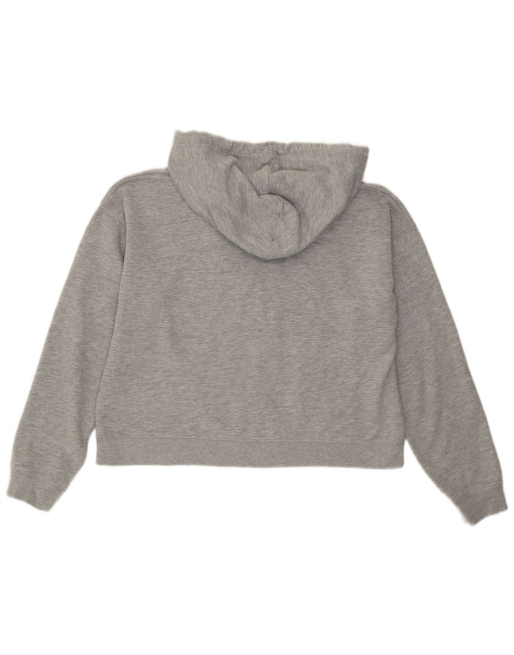 JACK WILLS Pull à capuche court graphique pour femme UK 12 Gris moyen Coton