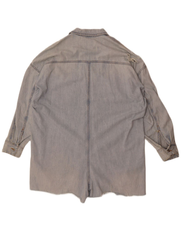 Zara Womens Oversize Denim Playsuit UK 16 Grand Bleu Coton