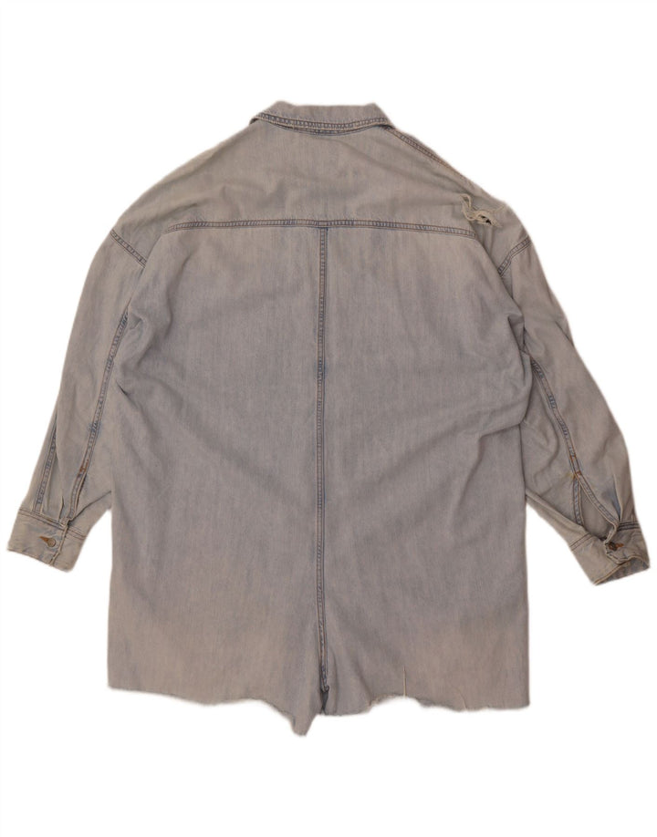 Zara Womens Oversize Denim Playsuit UK 16 Grand Bleu Coton