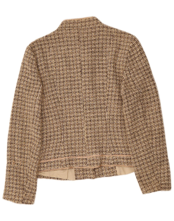 Zara Femme Blazer Veste EU 42 Grand Beige Check Acrylique