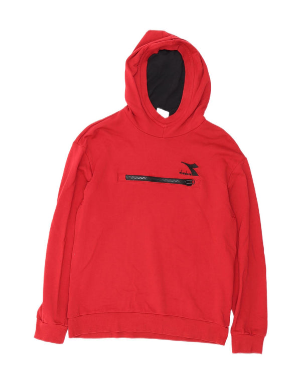 Diadora Pull à capuche pour homme en coton rouge Large