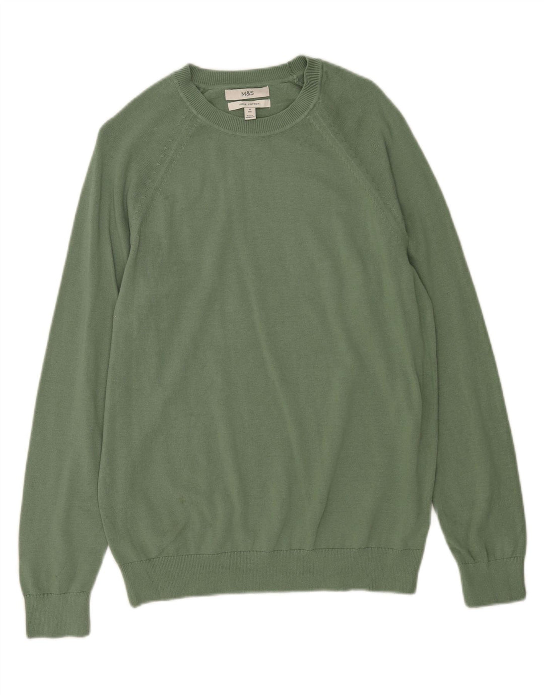 Marks & Spencer Pull Col Rond Homme Vert Moyen Coton