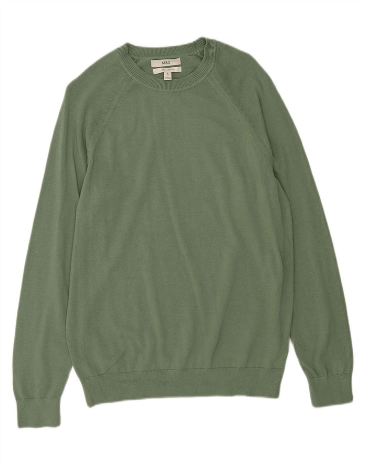 Marks & Spencer Pull Col Rond Homme Vert Moyen Coton