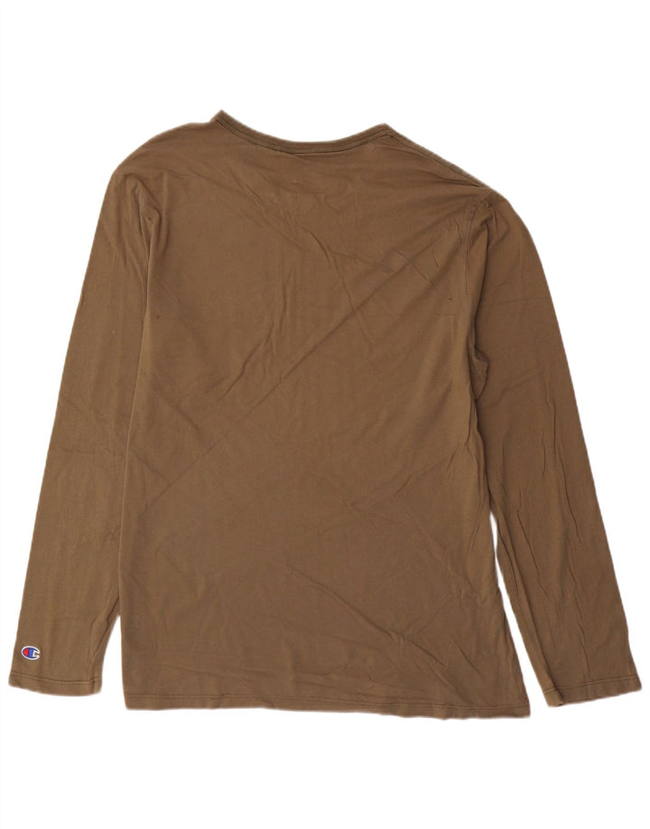 CHAMPION Haut graphique à manches longues pour hommes en coton marron moyen