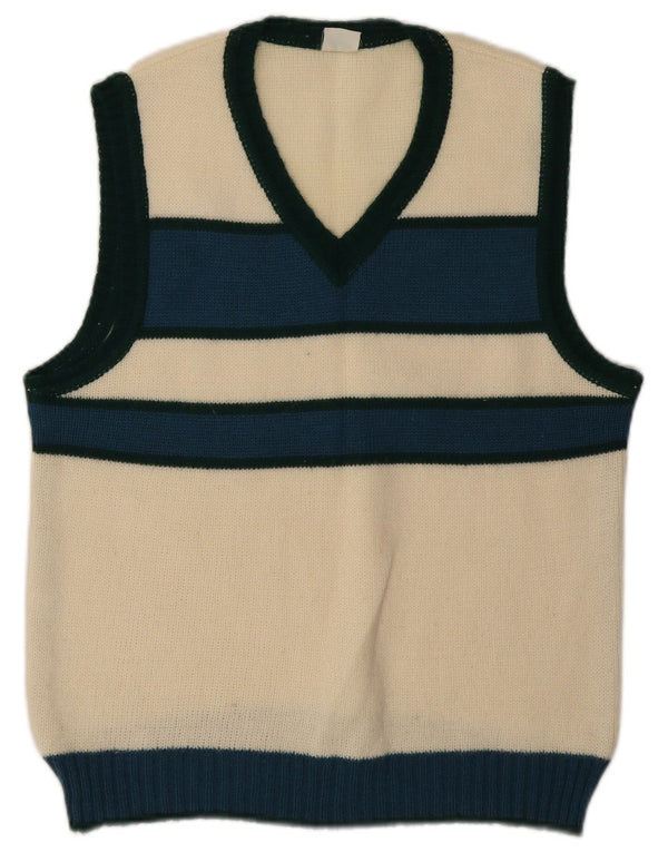 Vintage Womens Vest Débardeur IT 48 XL Blanc Colourblock