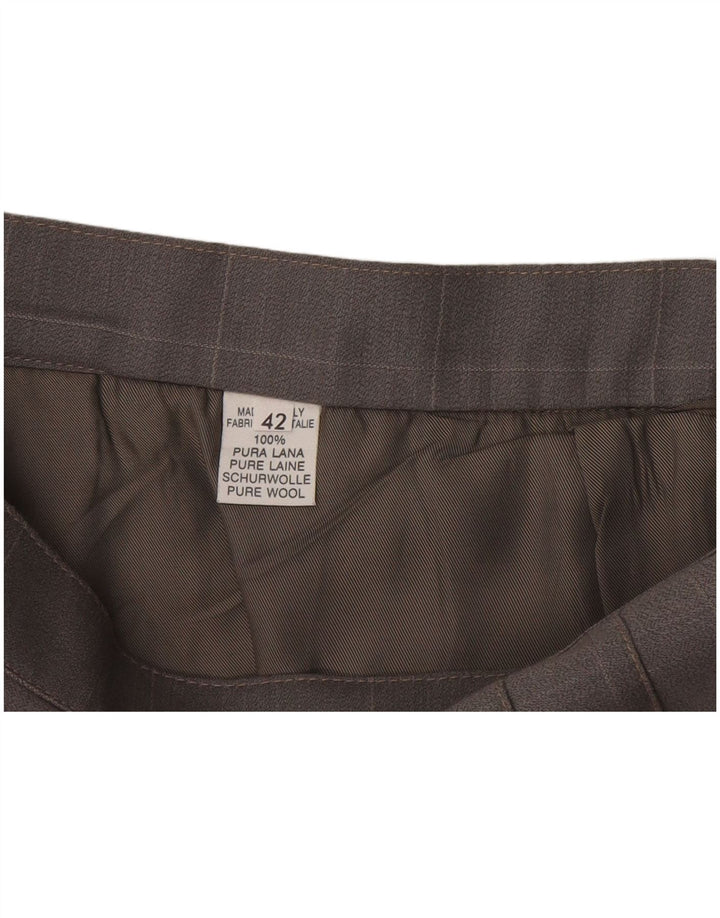 Mini jupe plissée femme vintage IT 42 Medium W28 laine à carreaux gris