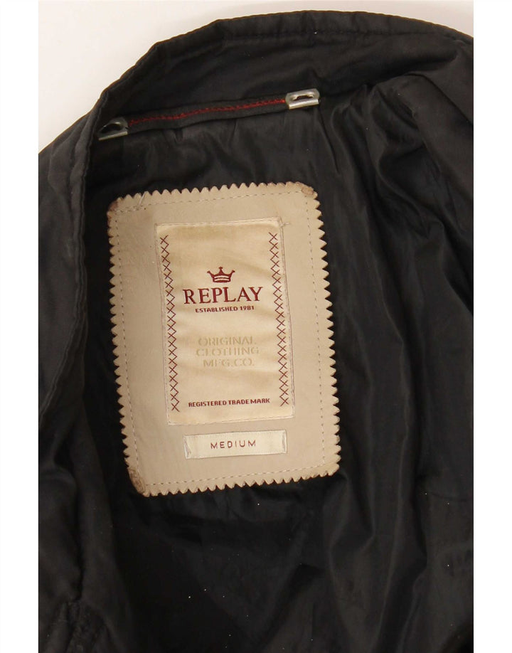 Replay Veste de motard courte pour femme UK 12 Noir moyen