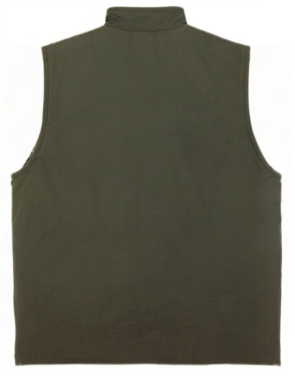 vintage Mens Utility Gilet UK 38 Moyen Kaki Coton