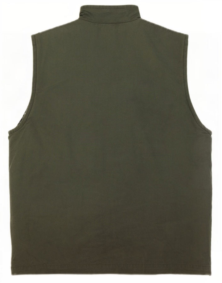vintage Mens Utility Gilet UK 38 Moyen Kaki Coton