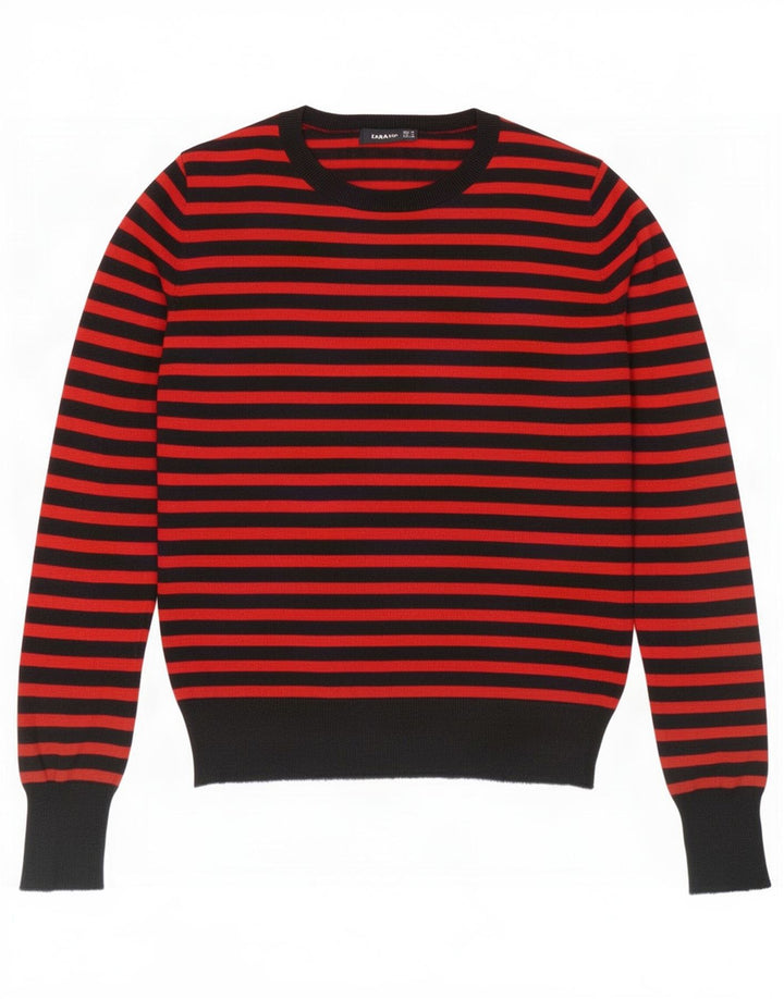 Zara Pull ras du cou pour femme UK 12 Modal rayé rouge moyen
