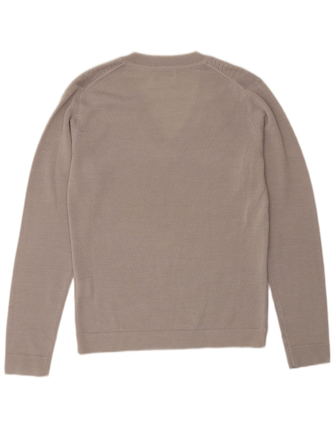 CALVIN KLEIN Pull de golf à col en V pour femme UK 10 Petite laine beige