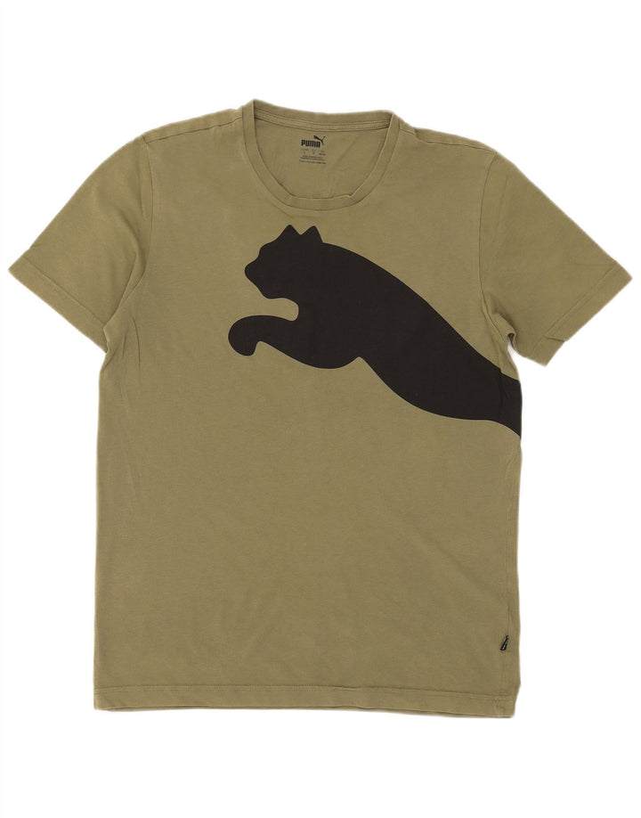 PUMA Mens Graphic T-Shirt Top Small Khaki Cotton
