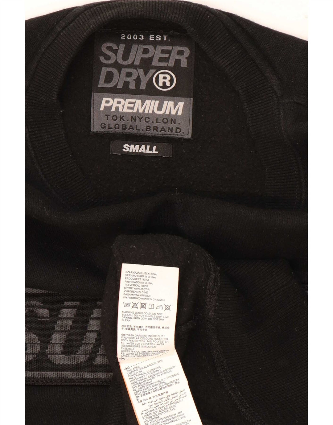 Superdry Sweat-shirt graphique pour homme en coton noir Small