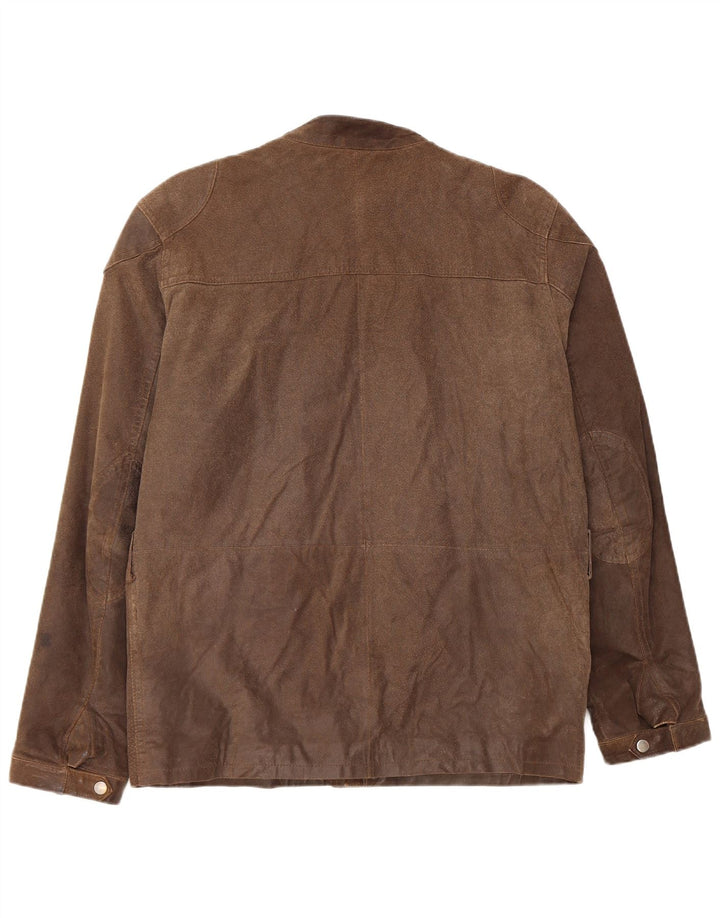 veste utilitaire en cuir de moto vintage pour hommes UK 38 Brun moyen