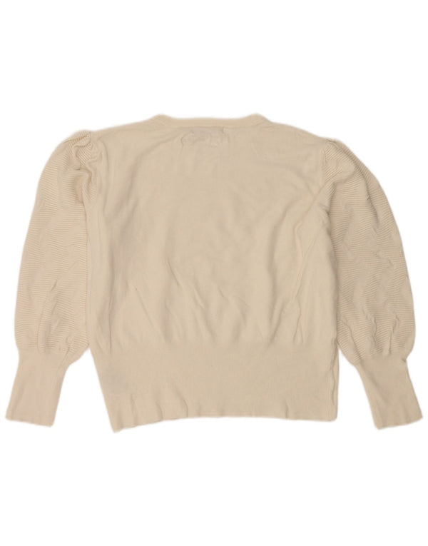 Marks & Spencer Pull court à col rond pour femme UK 16 Large Blanc cassé
