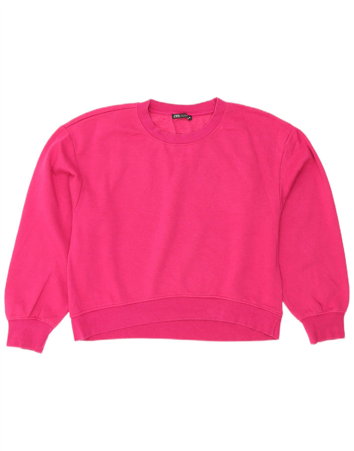 Zara Womens Crop Sweatshirt Jumper UK 16 Grand Rose