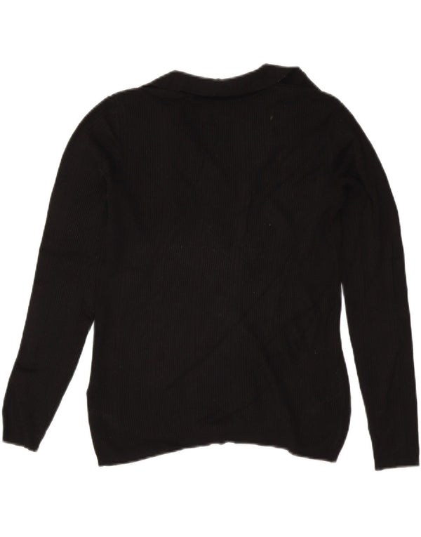 Marks & Spencer Pull col polo pour femme UK 12 Viscose noir moyen