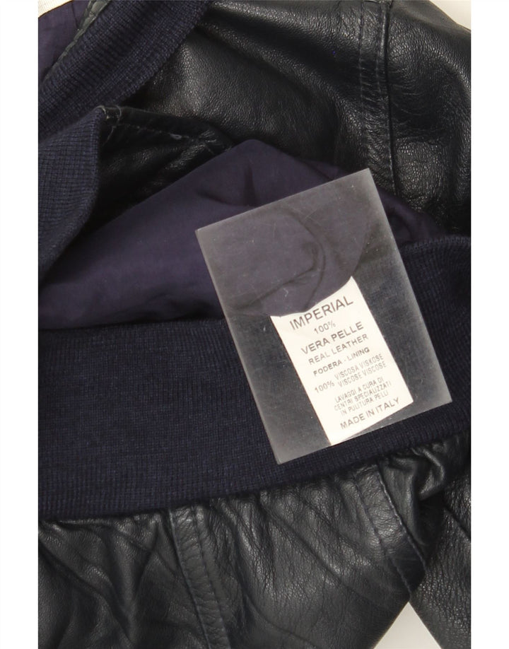 Veste en cuir Imperial Womens UK 12 Cuir bleu marine moyen