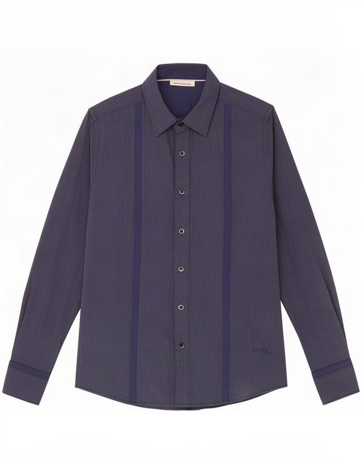 Dkny Chemise Homme Petit Coton Bleu Marine à Fines Rayures