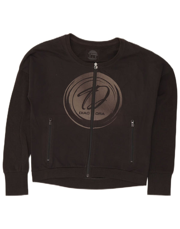 Diadora Veste de survêtement graphique surdimensionnée pour femme UK 10 Small Noir