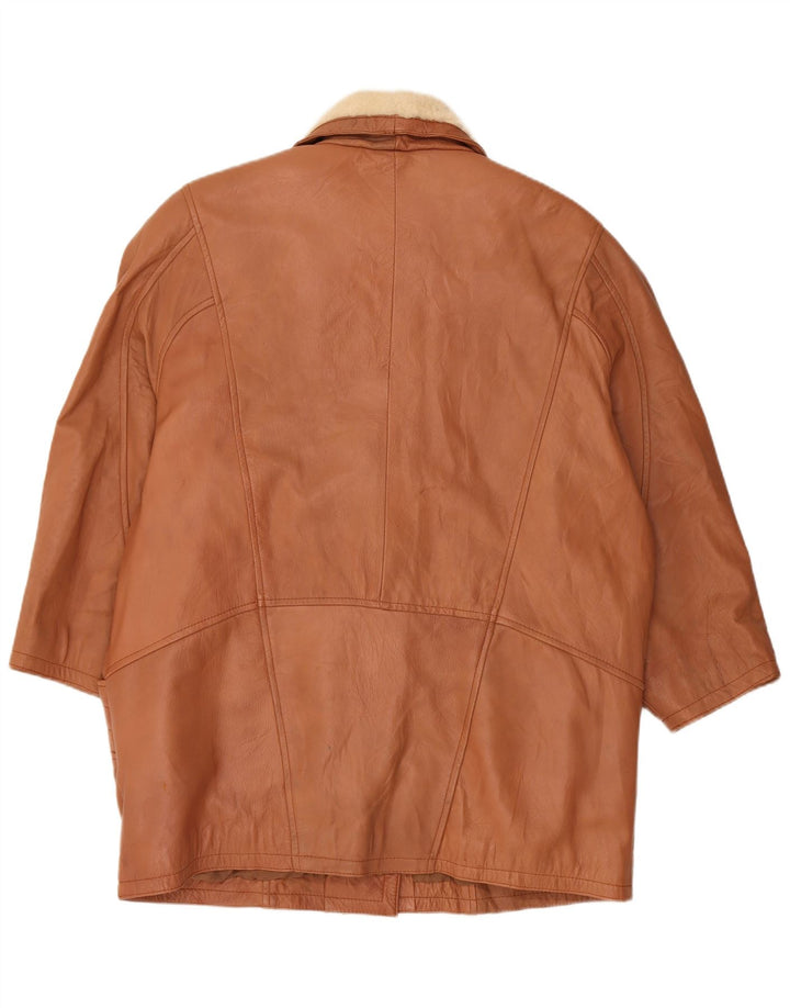 veste en peau de mouton surdimensionnée femme vintage UK 16 Grand Brun