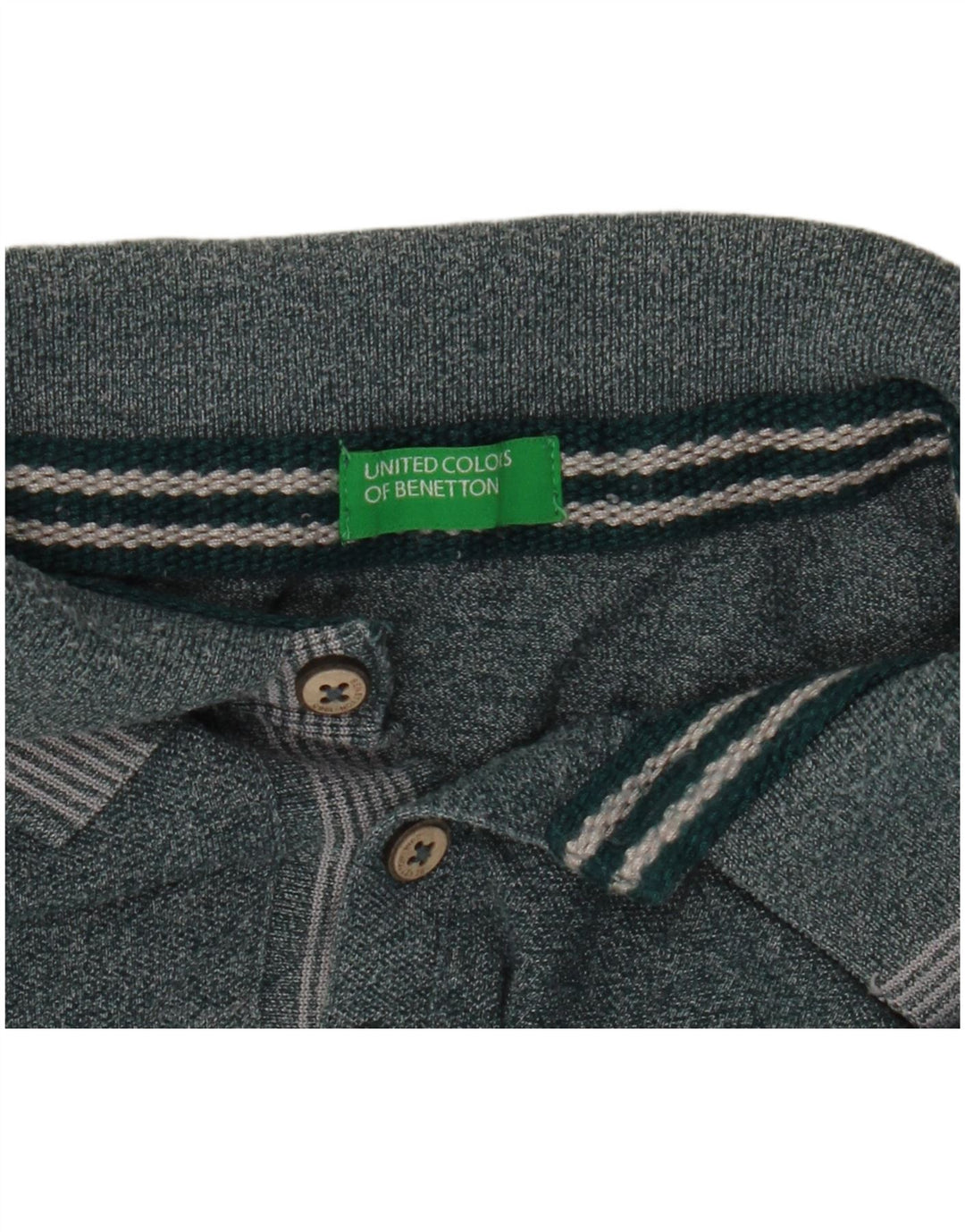 Benetton Polo Graphique Homme Vert Moyen Moucheté