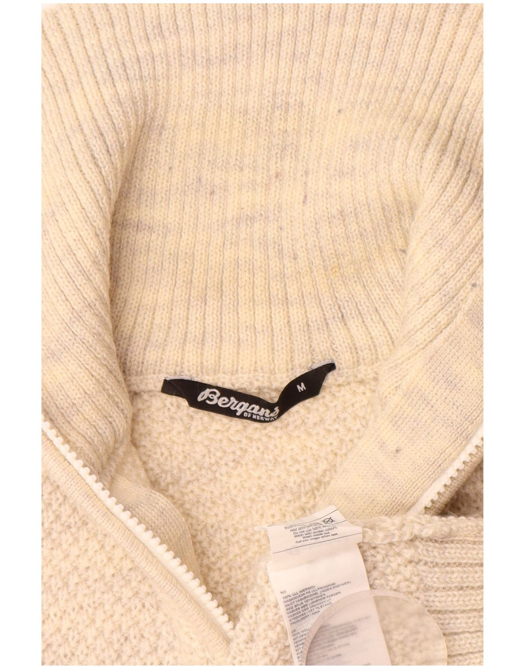Bergans Pull col zippé pour homme en laine mérinos mouchetée beige moyen