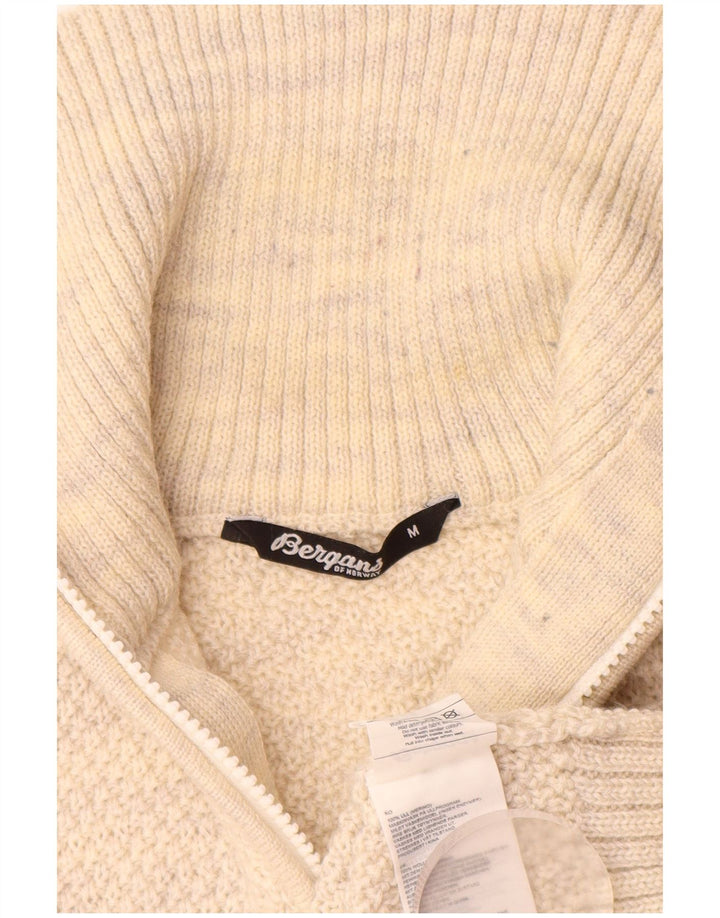 Bergans Pull col zippé pour homme en laine mérinos mouchetée beige moyen