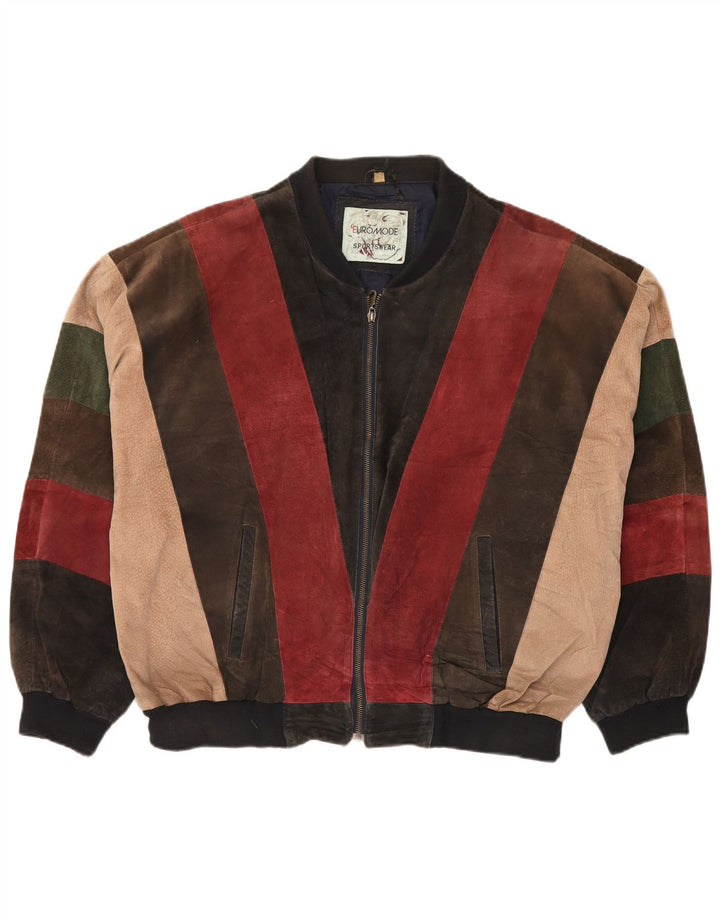 Euro Mode Veste Bomber en Daim Homme IT 52/54 XL Multicolore Colourblock