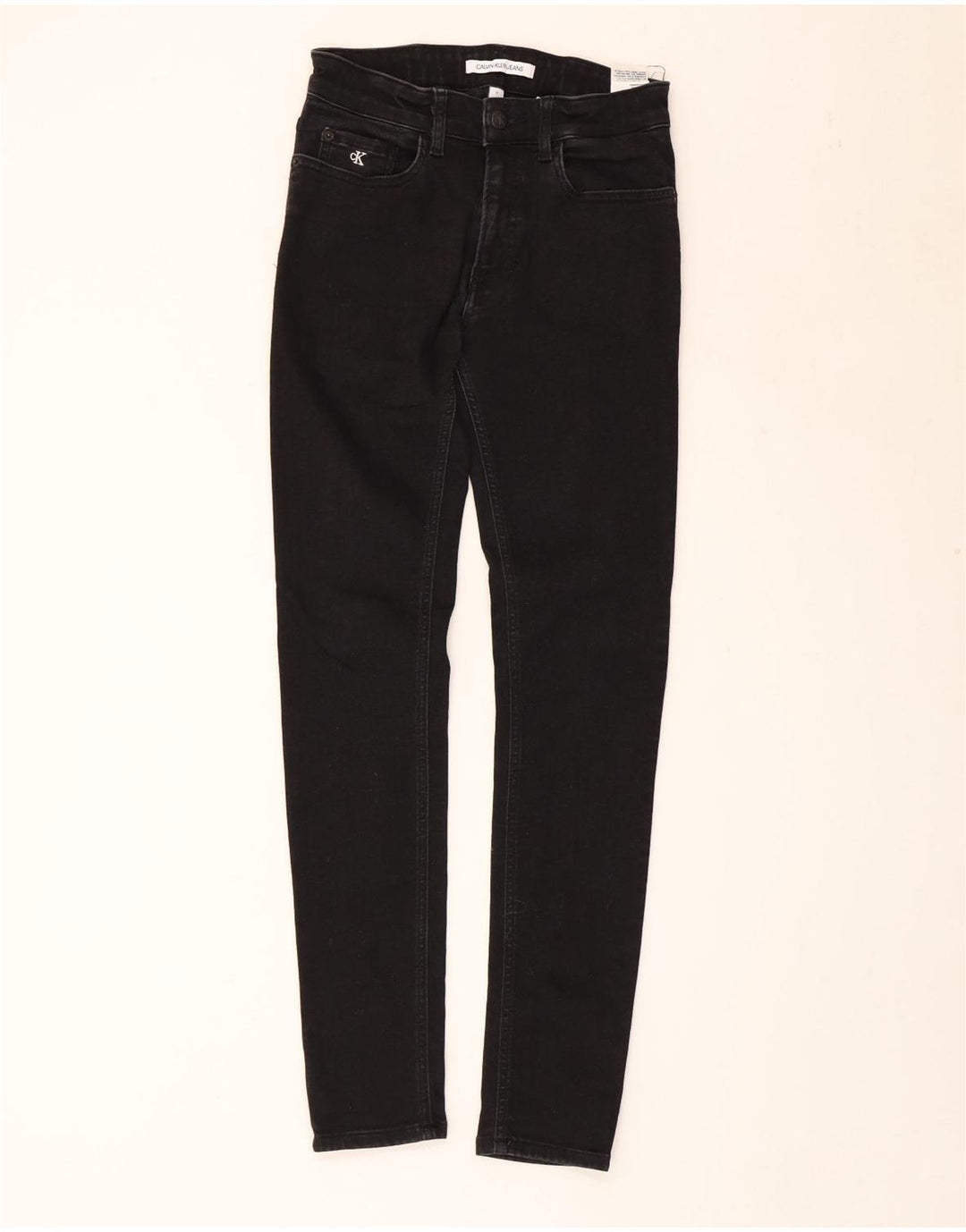 CALVIN KLEIN Jean Skinny Garçon 13-14 ans W26 L29 Coton Noir